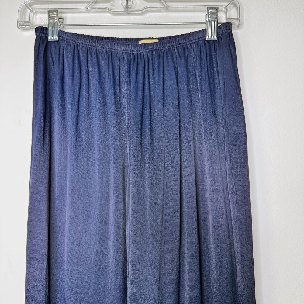 Donni Silky Simple Pants Navy Satin Wide Leg Elastic Waist Size XS - Picture 3 of 12